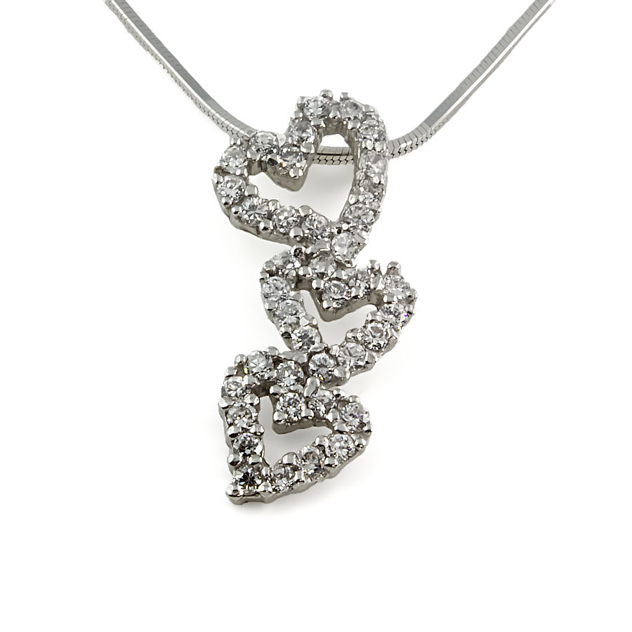 9ct White Gold Diamond Heart Pendant with Chain